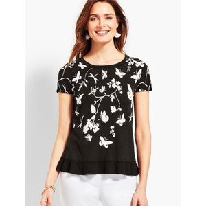 NWT Talbots Butterfly Fantasy Sweater cotton 3X plus size new black spring prin